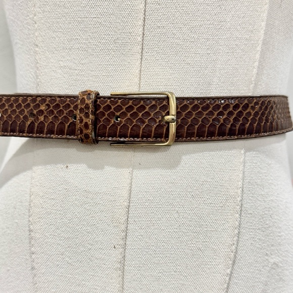 Vintage Oleg Cassini Genuine Snakeskin Belt – Size 34 / 85 Solid Brass Buckle